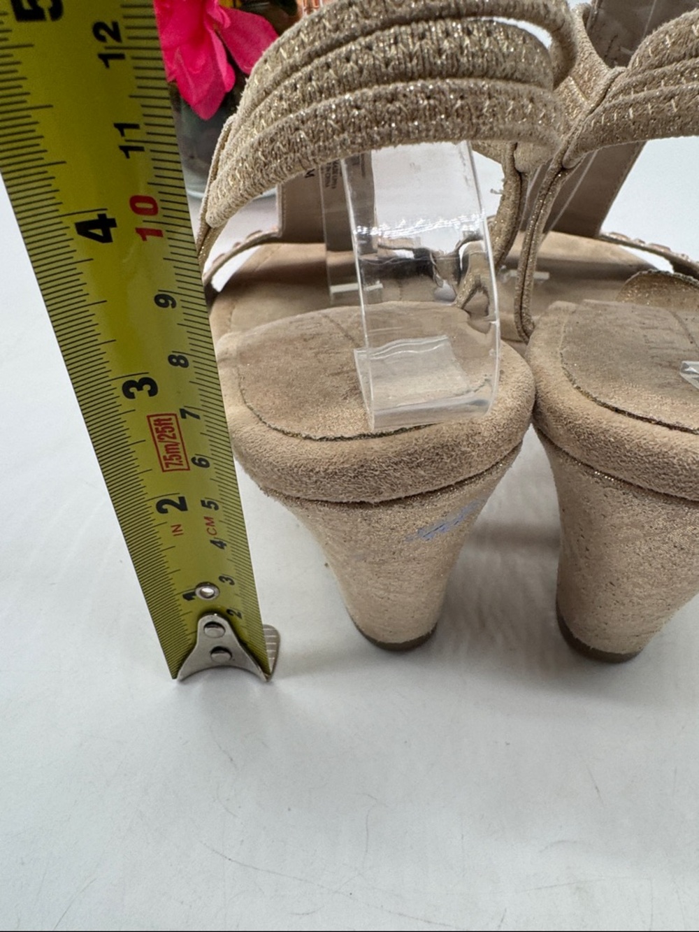 New York Transit Friendship Tan Wedge Sandals with Gem T-Strap Size 10 MCW9872B - Picture 4 of 8